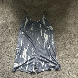 Gray and White Tie-Dye Romper